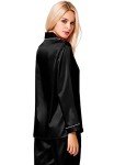 Black Satin Silk Pajamas Set for Women