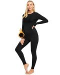 Women's Fleece Lined Thermal Long Johns Set Black