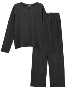 Ekouaer Women's Cozy Ribbed Lounge Set