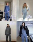 Ekouaer Women's Cozy Ribbed Lounge Set