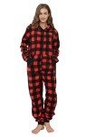 Red Buffalo Plaid Hooded Jumpsuit Pajamas Set