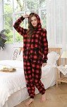Red Buffalo Plaid Hooded Jumpsuit Pajamas Set