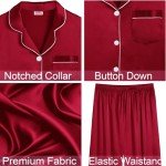 SWOMOG Women's Red Satin 4-Piece Pajama Set