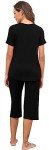 LAOLASI Women's Black Short Sleeve Pajama Set