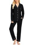 Cozy Black Long Sleeve Pajama Set for Women
