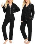 Cozy Black Long Sleeve Pajama Set for Women