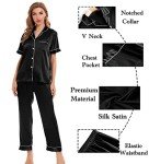 Silk Satin 4-Piece Women's Pajama Set - Black