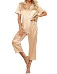 Satin Pajamas Set for Women – Short Sleeve PJs