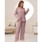 Cozy Women's Long Sleeve Pajama Set - Dark Pink