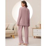 Cozy Women's Long Sleeve Pajama Set - Dark Pink