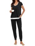 Casual Women's Black Short Sleeve Pajama Set