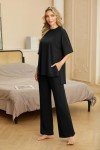 VINTATRE Women's Soft 2-Piece Pajama Set in Black
