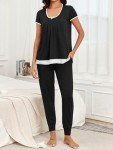 Casual Women's Black Short Sleeve Pajama Set
