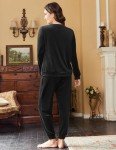 Women's Black Velvet Pajama Set with Pockets