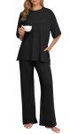VINTATRE Women's Soft 2-Piece Pajama Set in Black