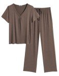 Ekouaer Women’s Soft V-Neck Pajama Set