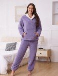 Cozy Purple Fleece Pajama Set for Women