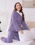 Cozy Purple Fleece Pajama Set for Women