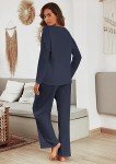 Comfy Women's Waffle Knit Pajama Set – Navy Blue
