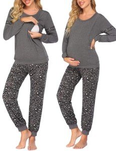 Ekouaer Women's Nursing Pajama Set with Pockets