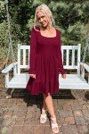 Red A-Line Long Sleeve Fall Party Dress