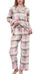 Chung Women's Flannel Pajama Set in Green Plaid
