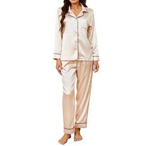 Silk Satin Pajama Set for Women – Champagne
