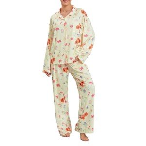 Floral Pajamas Lounge Set with Wide Leg Pants