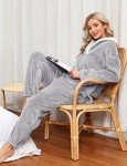Cozy Grey Fleece Pajama Set for Women