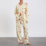 Floral Pajamas Lounge Set with Wide Leg Pants