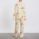 Floral Pajamas Lounge Set with Wide Leg Pants