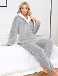 Cozy Grey Fleece Pajama Set for Women