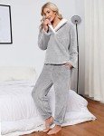 Cozy Grey Fleece Pajama Set for Women