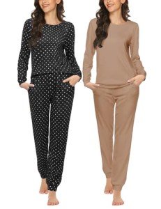 Ekouaer 2-Pack Women's Long Sleeve Pajama Set