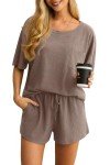 Women's Waffle Knit Pajama Set with Pockets
