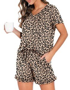 Soft Khaki 2-Piece Women's Pajamas Set with Pockets