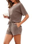 Women's Waffle Knit Pajama Set with Pockets