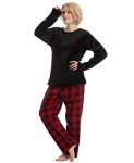 Cozy Plaid Fleece Pajama Set for Women