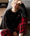 Cozy Plaid Fleece Pajama Set for Women