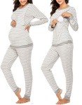 Ekouaer Women's Soft Nursing Pajama Set - Gray
