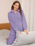 Oleda Women's Cozy Fleece Pajama Set - Purple