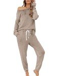 Zilcremo Women's Long Sleeve Pajama Set in Khaki