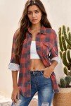 Oyamiki Plaid Shirt Women Fall Clothing Trendy Long Sleeve Button Down Flannel Shirt