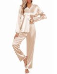 Silk Ruffle Long Sleeve Pajama Set for Women