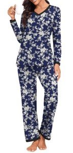 BISHUIGE Women's Cozy Color Block Pajama Set