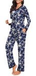 BISHUIGE Women's Cozy Color Block Pajama Set