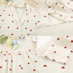 Cute Heart Print Cotton Pajama Set for Women