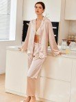 Silk Ruffle Long Sleeve Pajama Set for Women