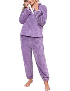 Oleda Women's Cozy Fleece Pajama Set - Purple