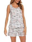 Coffee Cup Print Women's Sleeveless Pajama Set